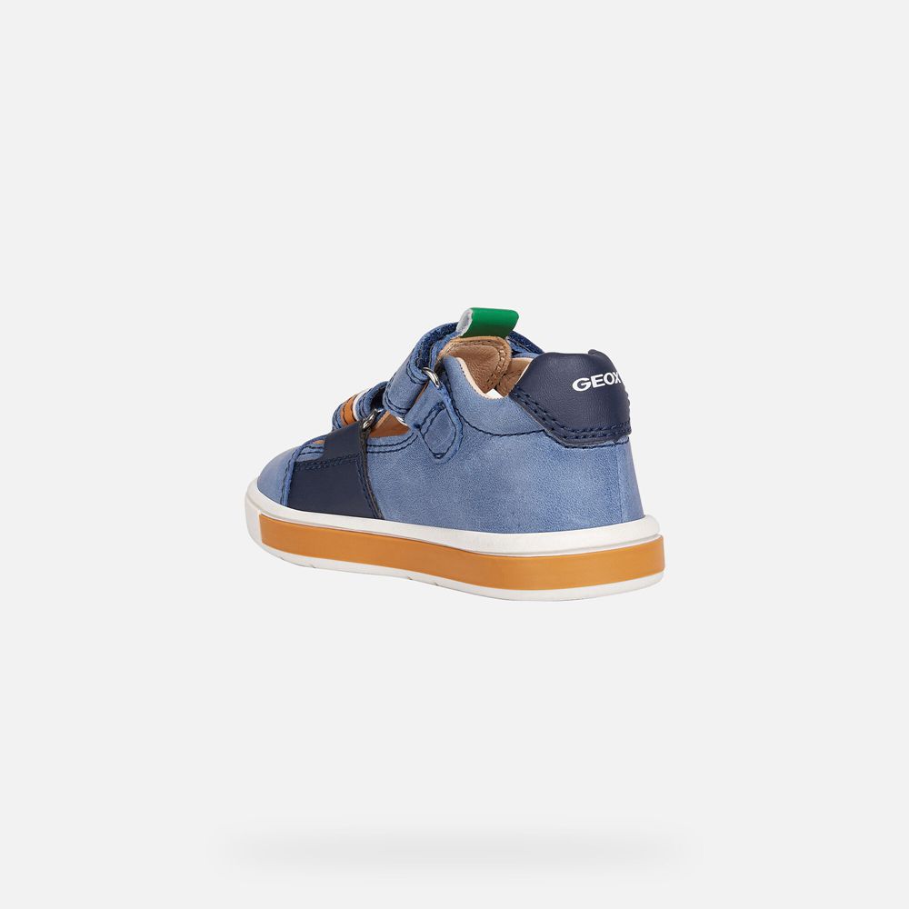 Geox Sneakers Blue/Orange Trottola Boy - Geox Baby Shoes - YIKCNH198